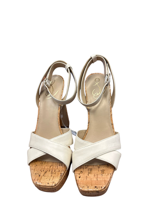 Sam Edelman Shoe Size 8.5 white & tan Leather Cork Platform Sandals white & tan / 8.5