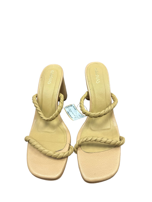 Kaanas Shoe Size 9 Tan Leather Braded Detail Block Heel Sandals Tan / 9