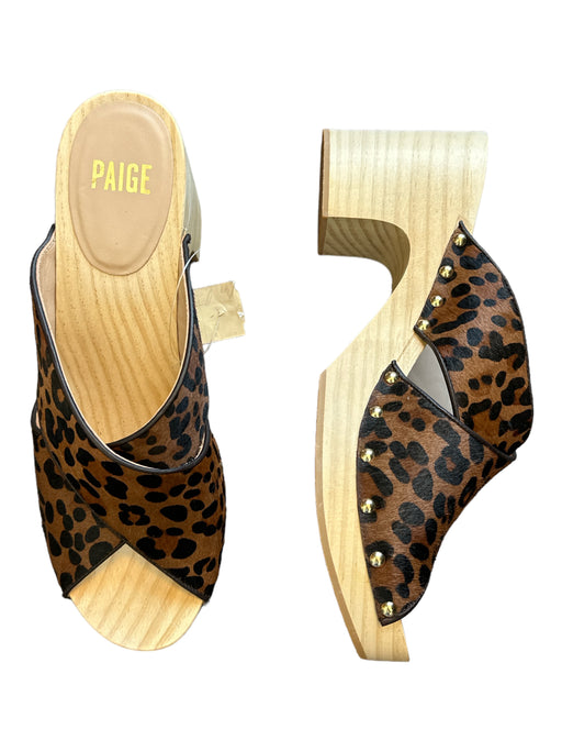 Paige Shoe Size 9.5 Brown & Black Pony Hair Wood Animal Print Clogs Brown & Black / 9.5