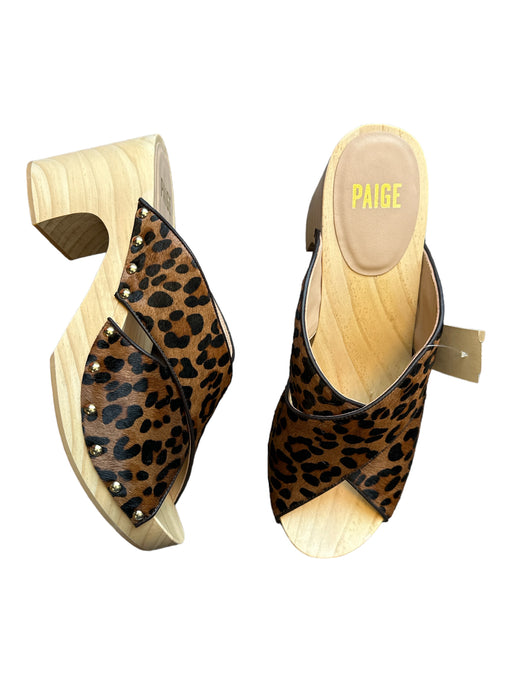Paige Shoe Size 9 Brown & Black Pony Hair Wood Animal Print Clogs Brown & Black / 9