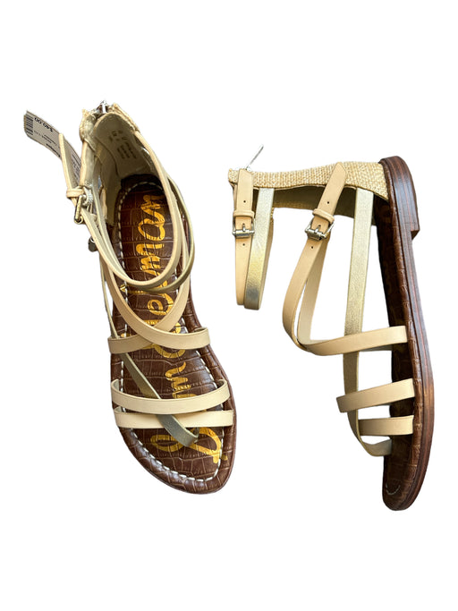 Sam Edelman Shoe Size 6.5 Tan & Gold Leather Gladiator Back Zip Sandals Tan & Gold / 6.5