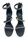 Marc Fisher Shoe Size 7 Black & Silver Leather open toe 3 Strap Rhinestone Pumps Black & Silver / 7