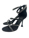 Marc Fisher Shoe Size 8.5 Black & Silver Leather open toe 3 Strap Back Zip Pumps Black & Silver / 8.5