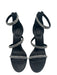 Marc Fisher Shoe Size 7.5 Black & Silver Leather open toe 3 Strap Back Zip Pumps Black & Silver / 7.5