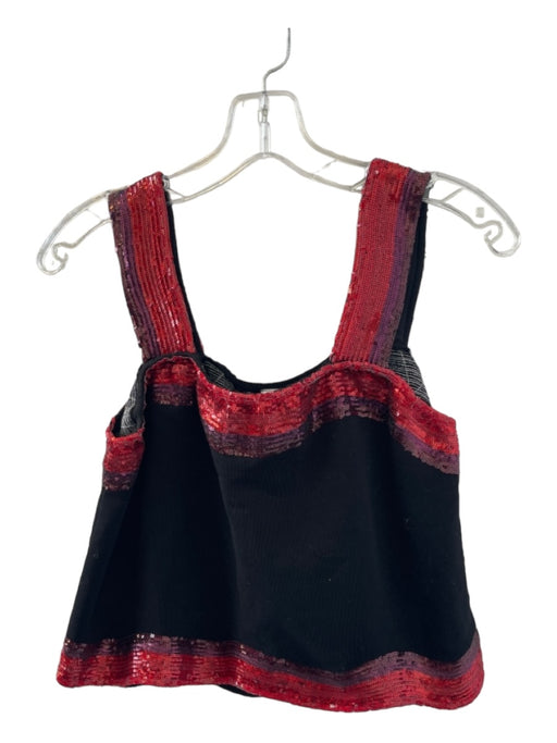 Queen of Sparkles Size M Black & Red Cotton Sequins Sleeveless Cropped Top Black & Red / M