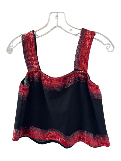 Queen of Sparkles Size S Black & Red Cotton Sequins Sleeveless Cropped Top Black & Red / S