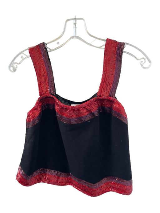 Queen of Sparkles Size S Black & Red Cotton Sequins Sleeveless Cropped Top Black & Red / S