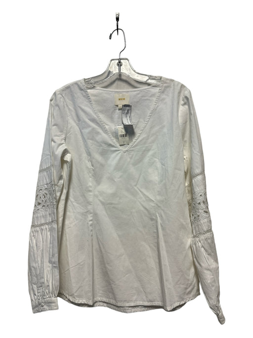 Maeve Size 8 White Cotton Long Sleeve Lace Detail Top White / 8