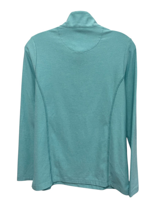 Magnolia Lane Size S Aqua Blue Mock Neck Front Zip Long Sleeve Top Aqua Blue / S