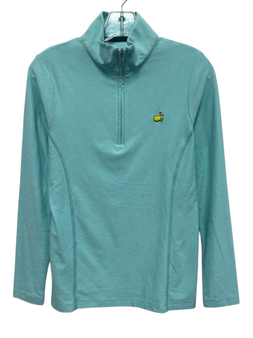 Magnolia Lane Size S Aqua Blue Mock Neck Front Zip Long Sleeve Top Aqua Blue / S