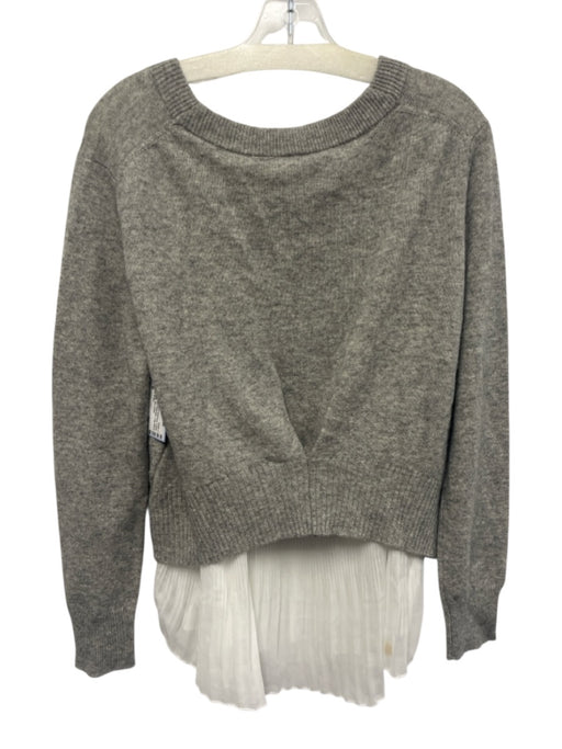Brochu Walker Size M Gray & White Wool & Cashmere V Neck Heathered Top Gray & White / M