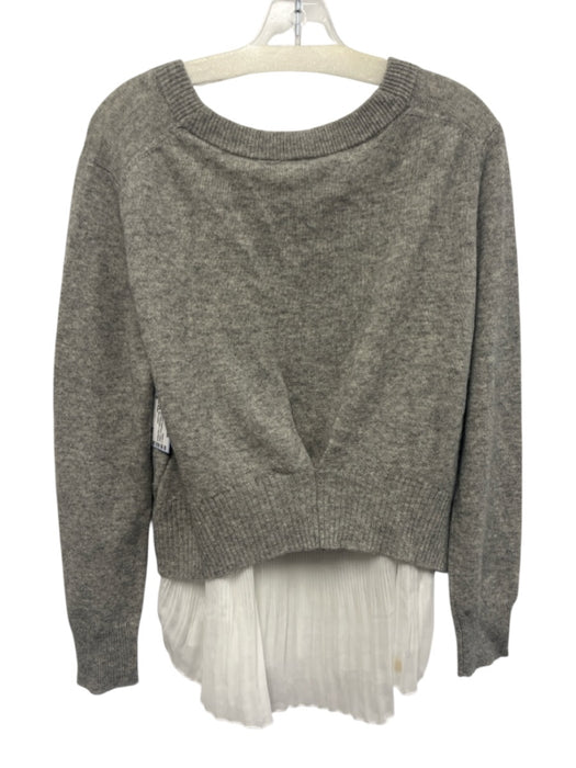 Brochu Walker Size M Gray & White Wool & Cashmere V Neck Heathered Top Gray & White / M