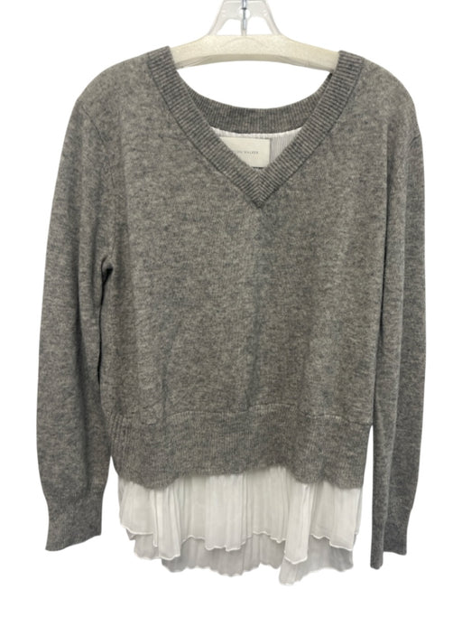 Brochu Walker Size M Gray & White Wool & Cashmere V Neck Heathered Top Gray & White / M