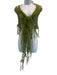 Calypso St. Barth Green Wool Knit Fuzzy Tassels scarf Green