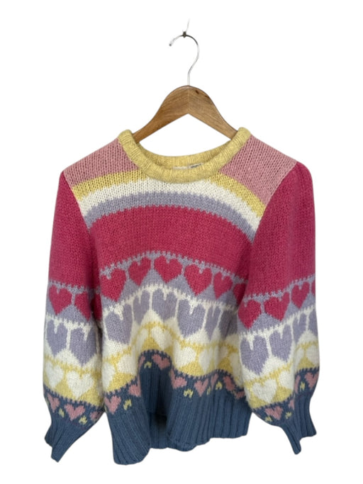 Loveshackfancy Size L Pink & Purple Baby Alpaca Long Balloon Sleeve Knit Sweater Pink & Purple / L