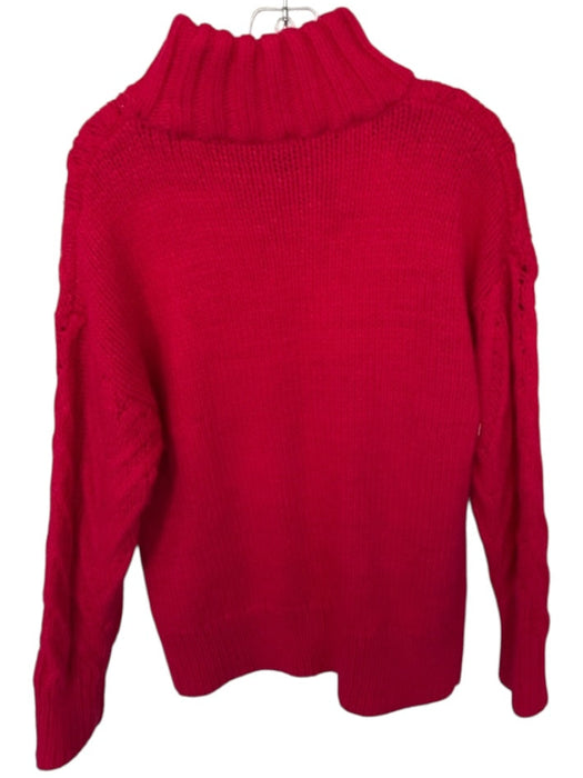 French Connection Size S Red Wool Blend Mock Neck Cable Knit Chunky Knit Sweater Red / S