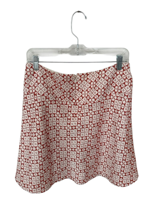 Tory Burch Size 6 Orange & cream Cotton Blend Stitch Detail Side Zip Mini Skirt Orange & cream / 6