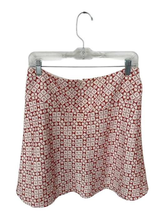 Tory Burch Size 6 Orange & cream Cotton Blend Stitch Detail Side Zip Mini Skirt Orange & cream / 6