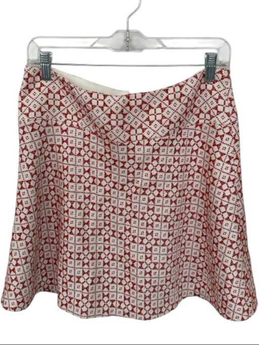 Tory Burch Size 6 Orange & cream Cotton Blend Stitch Detail Side Zip Mini Skirt Orange & cream / 6