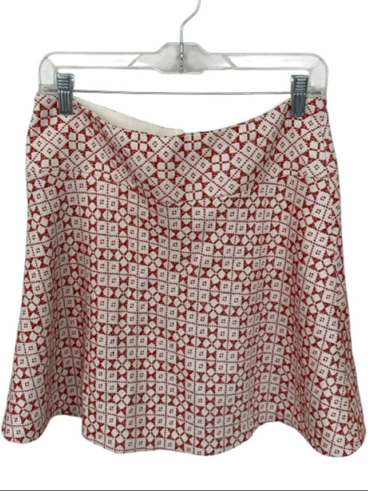Tory Burch Size 6 Orange & cream Cotton Blend Stitch Detail Side Zip Mini Skirt Orange & cream / 6