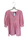 Pomander Place Size M Pink Cotton Quarter sleeve V Neck Ruffle Mini Dress Pink / M