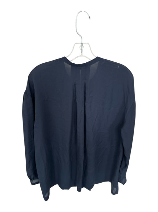 Vince Size S Black Silk Long Sleeve V Neck Shear Top Black / S