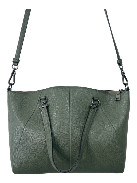 Coach Green Pebbled Leather Gunmetal Hardware Double Top Handle Zip Top Bag Green / M