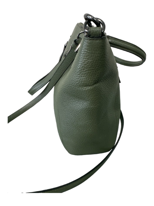 Coach Green Pebbled Leather Gunmetal Hardware Double Top Handle Zip Top Bag Green / M