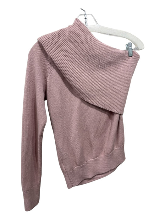 525 America Size S Slate pink Cotton Rib Knit One Shoulder Cowl neck Sweater Slate pink / S