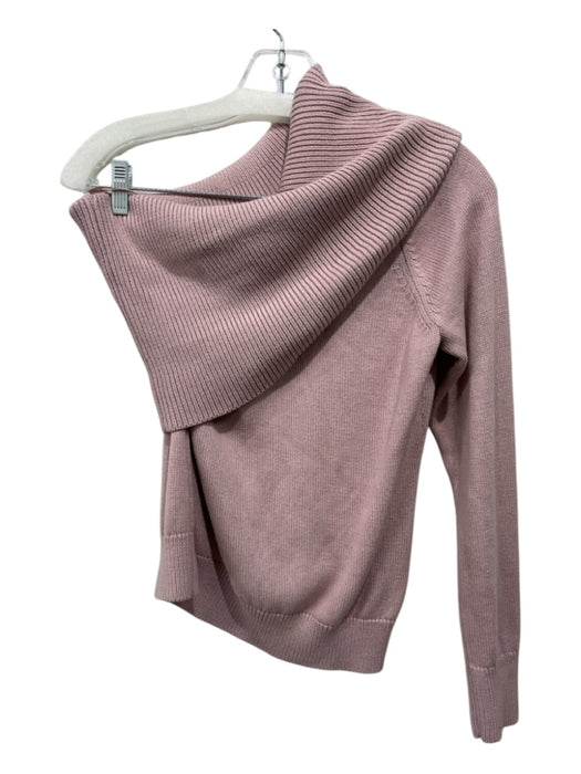 525 America Size S Slate pink Cotton Rib Knit One Shoulder Cowl neck Sweater Slate pink / S