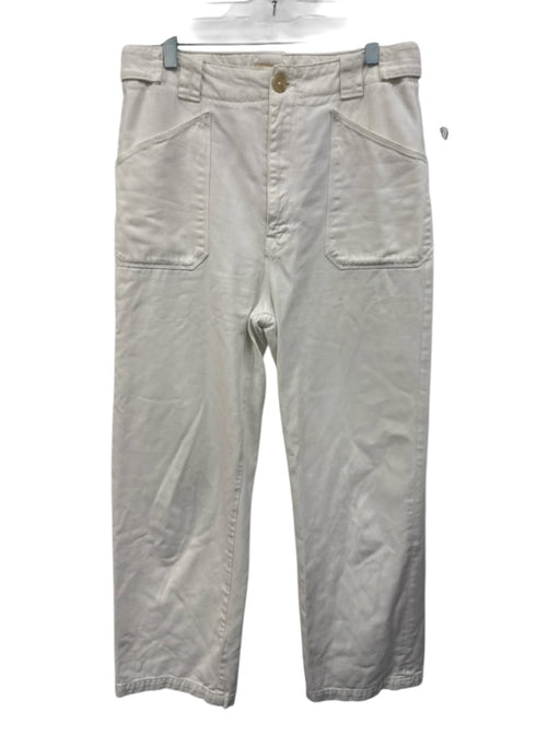 Mother Size 29 Cream Cotton Blend High Rise Pockets Straight Leg Pants Cream / 29