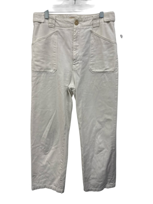 Mother Size 29 Cream Cotton Blend High Rise Pockets Straight Leg Pants Cream / 29