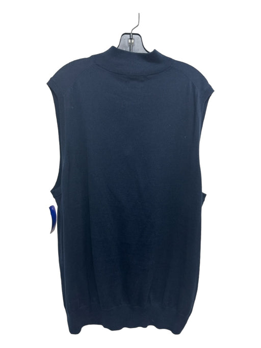 Peter Millar Size XL Navy Cotton Solid Quarter Zip Men's Vest XL