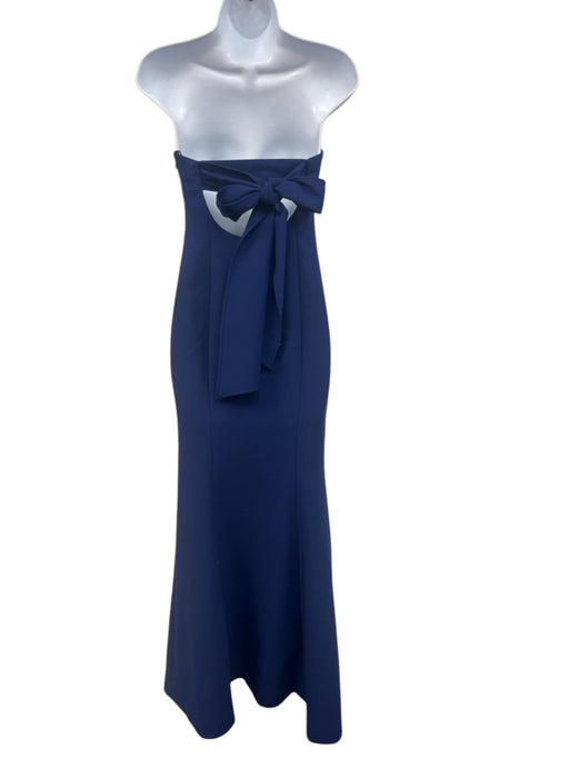 Likely Size 2 Navy Blue Polyester Blend Open Back Strapless Slit Gown Navy Blue / 2