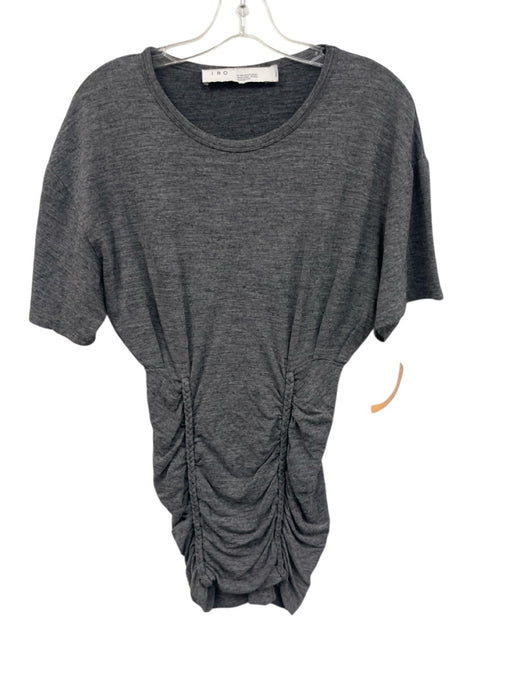 IRO Size S Gray Poliamide Braided Detail Rouched Short Sleeve Dress Gray / S