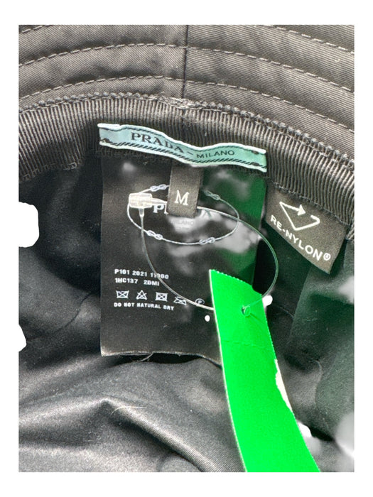 Prada Black Recycled Nylon Triangle Logo Bucket Hat Black / Medium