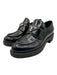 Prada Shoe Size 37.5 Black Leather Rubber Sole Triangle Logo Block heel Loafers Black / 37.5