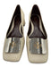 Tory Burch Shoe Size 8 White, Silver, Gold Leather Metal Logo Square Toe Pumps White, Silver, Gold / 8