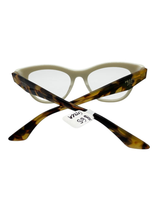 Prada White, Brown, Black Acetate Wayfarer Tortoise Shell Clear Lens Glasses White, Brown, Black