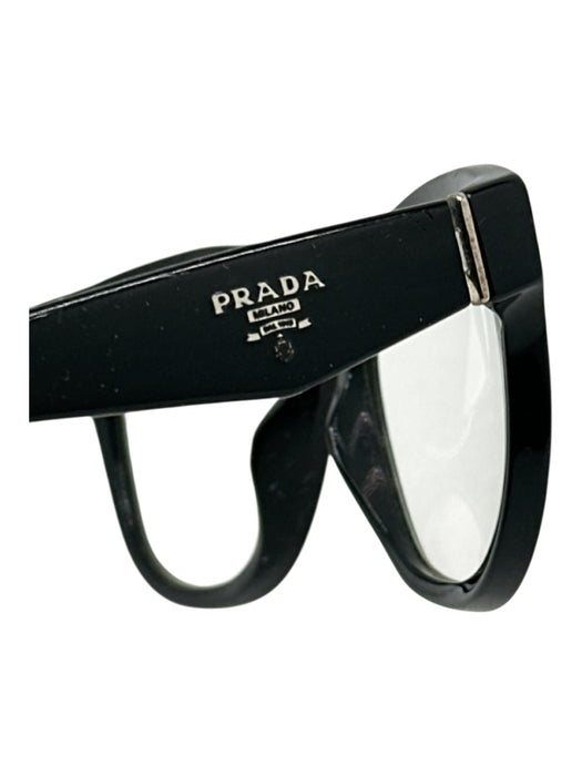 Prada Black Acetate Wayfarer Solid Clear Lens Glasses Black