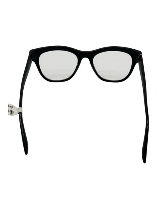 Prada Black Acetate Wayfarer Solid Clear Lens Glasses Black