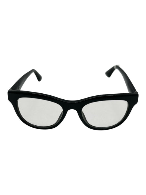 Prada Black Acetate Wayfarer Solid Clear Lens Glasses Black