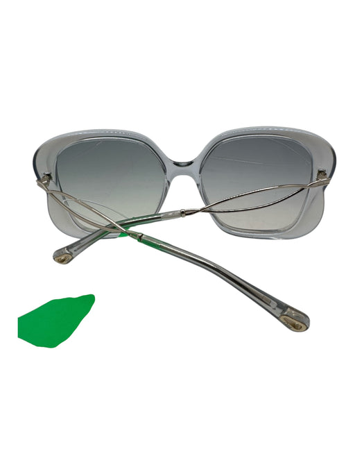 Chloe Clear & Silver Acetate Metal Square Lens Oversized Sunglasses Clear & Silver
