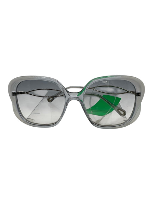 Chloe Clear & Silver Acetate Metal Square Lens Oversized Sunglasses Clear & Silver