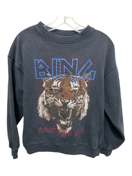 Anine Bing Size XS Dark Gray, Brown, Blue Cotton Crew Neck Tiger Sweatshirt Dark Gray, Brown, Blue / XS