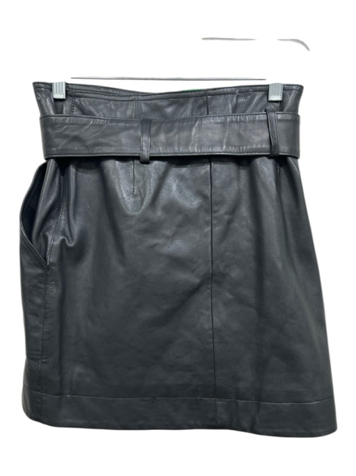 Sezane Size 2 Black Lamb leather Wrap Pocket Belted Skirt Black / 2