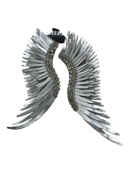 Mignonne Gavigan Silver Tone Metallic Beaded Wing Post Back Earrings Silver Tone