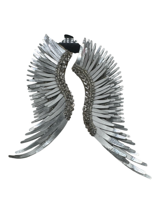 Mignonne Gavigan Silver Tone Metallic Beaded Wing Post Back Earrings Silver Tone