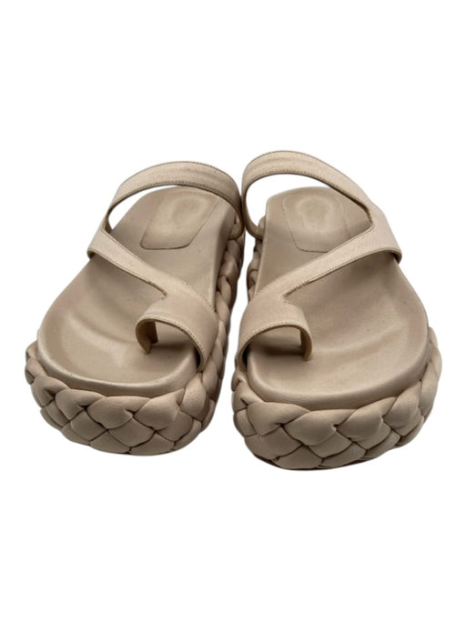 Paloma Barcelo Shoe Size 39 Beige textile upper Satin Strappy Toe Ring Sandals Beige / 39