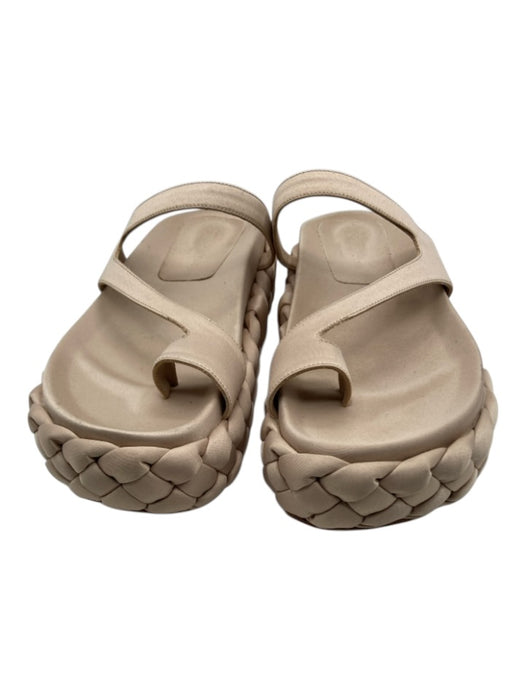 Paloma Barcelo Shoe Size 39 Beige textile upper Satin Strappy Toe Ring Sandals Beige / 39